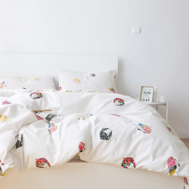 Wash Cotton Cute Hedgehog Print 3pcs Duvet Cover Sets 1pcs Wash Cotton Cute Hedgehog Print 3pcs Duvet Cover Sets 1pcs 2pcs Pillowcase