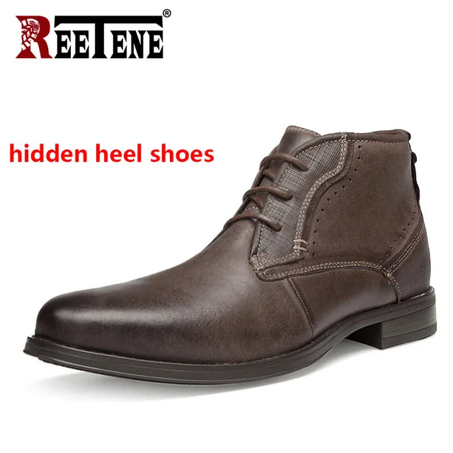 REETENE/мужские ботинки из натуральной кожи; модная мужская удобная обувь; мужские мягкие ботильоны «Челси» в западном стиле; Водонепроницаемая мужская обувь - Цвет: Brown-high