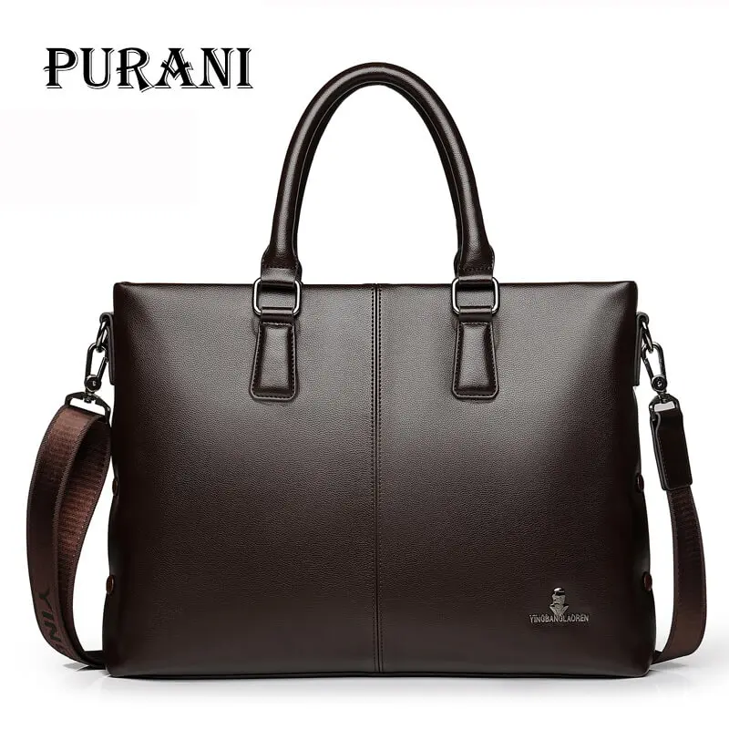 

PURANI High Quality Men Messenger Bags Business PU Leather Casual Laptop Handbags Famous Designer Shoulder Bag Men Crossbody Bag