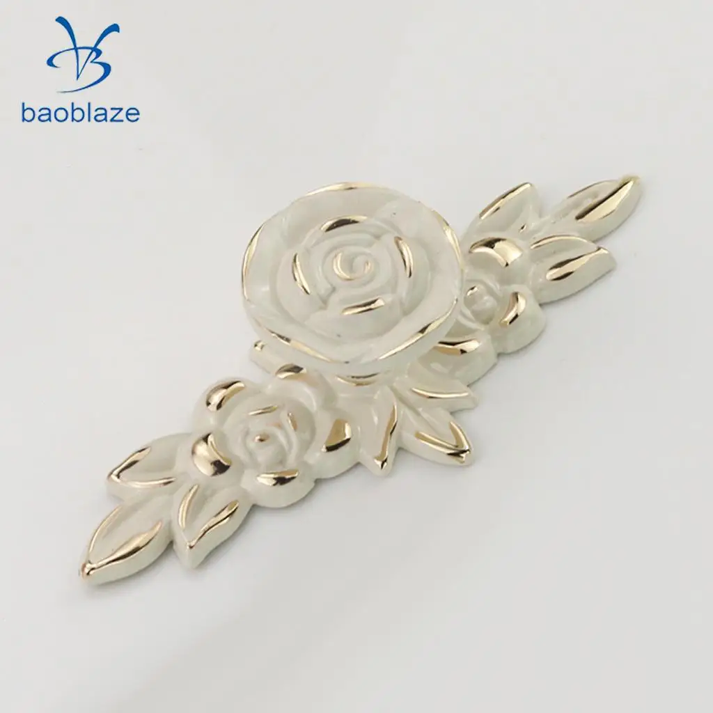 Baoblaze Elegant Flower Rose Pull Knobs Handles for Door Kitchen Dresser Cabinet Drawer Cupboard Wardrobe Door