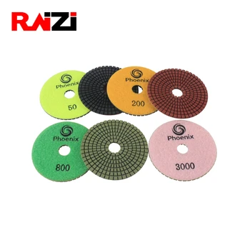 

Raizi 4 inch Premium 7 Step Wet Diamond Sanding Pad set for Granite CounterTop