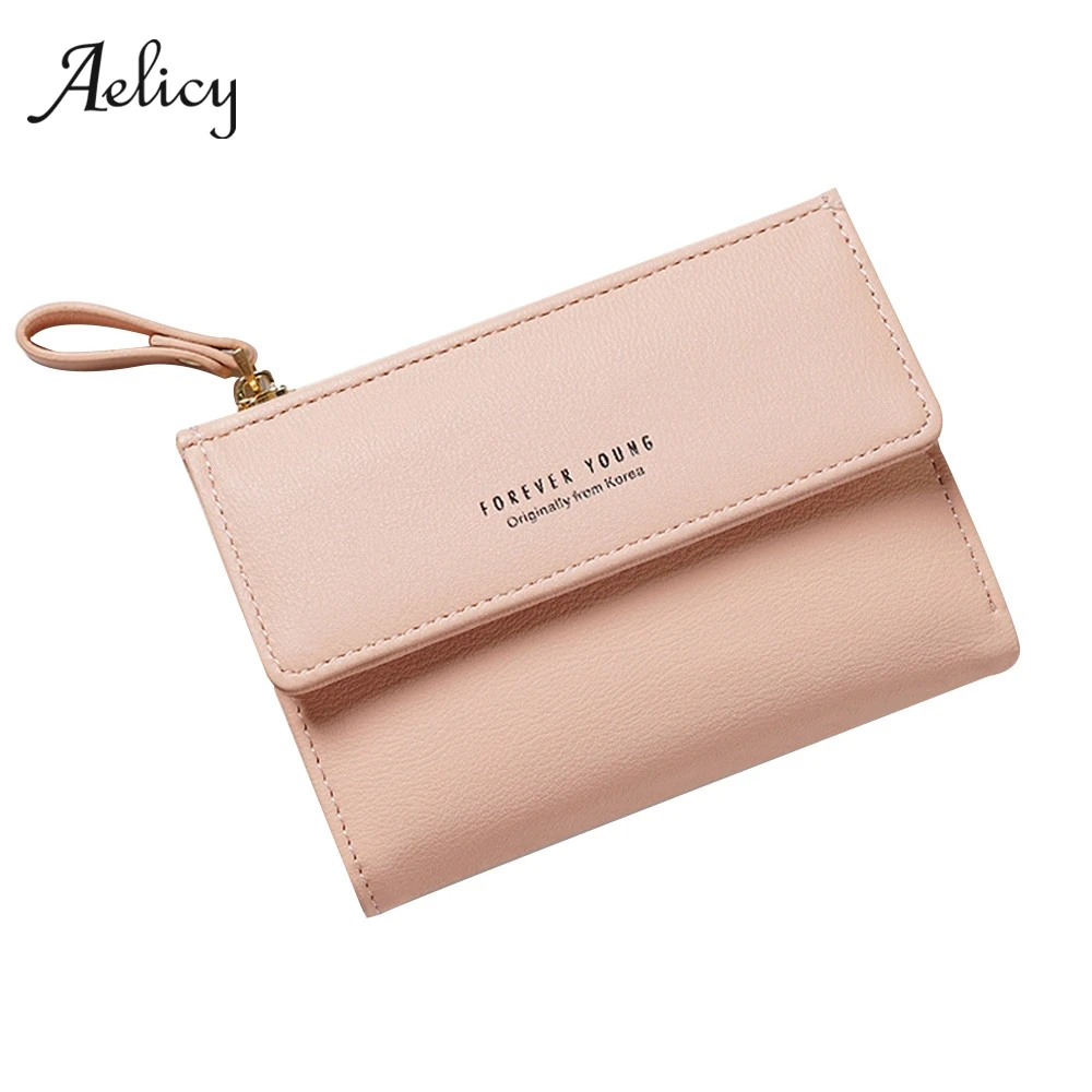 

Aelicy Women Short Purses Casual Simple Leather Lady Short Clutch Wallets Small Women Multi-card Seat Buckle Coin Purse 605