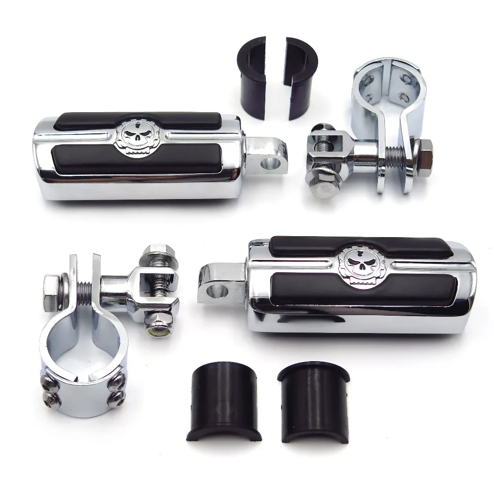 

Highway Front Skull Foot Pegs Clamps For Hond GL1800 GL1500 GL1100 GL1200 01-12