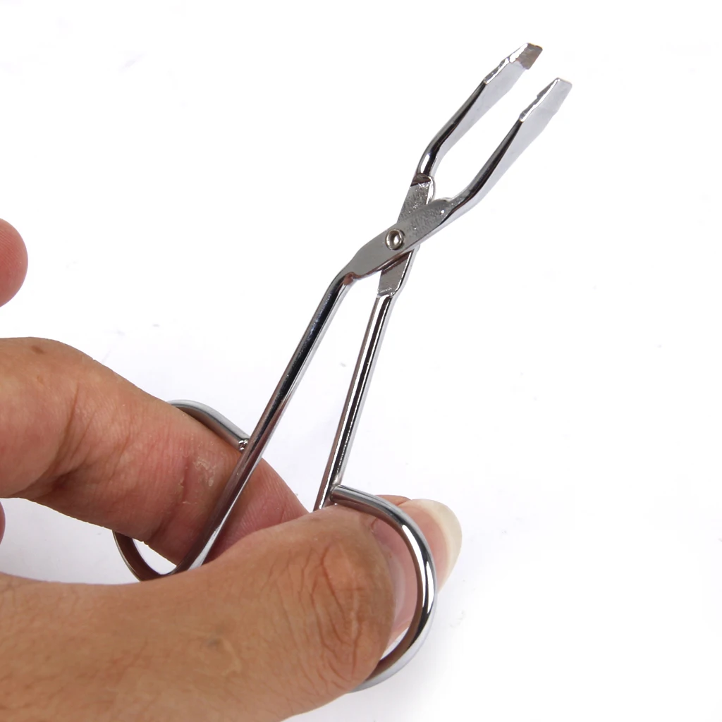 Slant Tip Scissors Shaped Tweezers with Handle, 2 Pack, Stainless Steel Material, Professional for Shaping Eyebrow