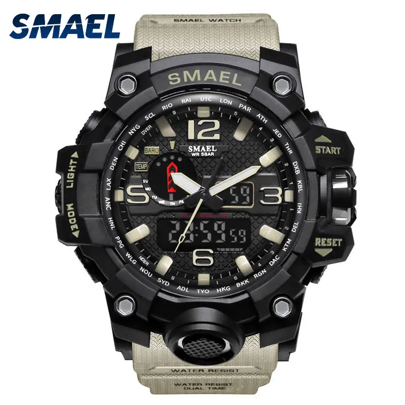 Men Military Watch 50m Waterproof Wristwatch LED Quartz Clock Sport Watch Male font b relogios b