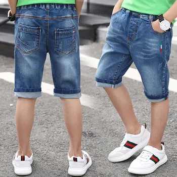 2019 Summer Kids Boys Denim Elastic Waist Knee-length Pants Children Cowboy Shorts Soft Cotton Jeans Shorts Baby Boys Clothing 1