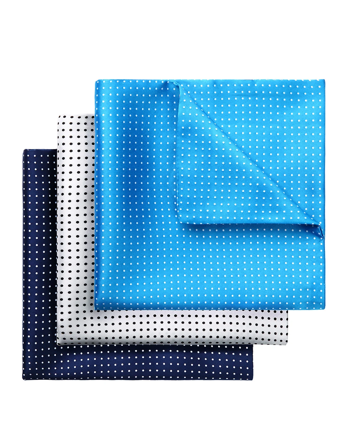 

3 Piece Assorted Polka Dot Printed Classic Double Sided Men Silk Party Weeding Handkerchief Pocket Square Hanky Set