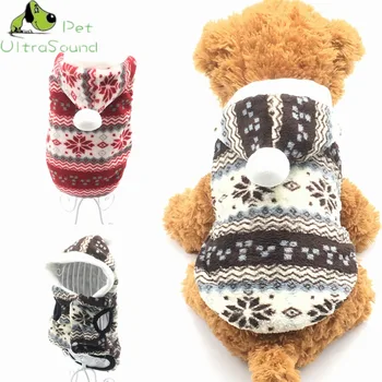 

ULTRASOUND PET Winter Warm Pet Dog Clothes Hooded Thick Fleece Cat Puppy Dogs Coat Jackets Snow Flower Clothes For Large Dogs