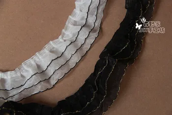 

5yards / lot DIY lace chiffon ruffle lace 5.5cm / fungus lace accessories / lace material / mesh Phnom Penh