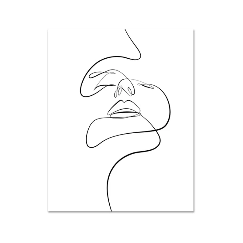 Abstract Female Face Print One Line Drawing Feminine Continuous Lines Minimalist Artwork Modern Wall Art Picture for Living Room - Цвет: L506-1