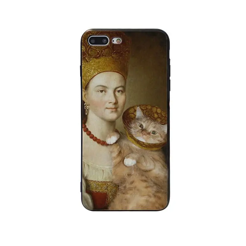 Babaite Забавный чехол для телефона Leonardo da Vinci Mona Lisa Pat Cat для Apple iPhone 8 7 6 6S Plus X XS MAX 5 5S SE XR Чехол для мобильного телефона s