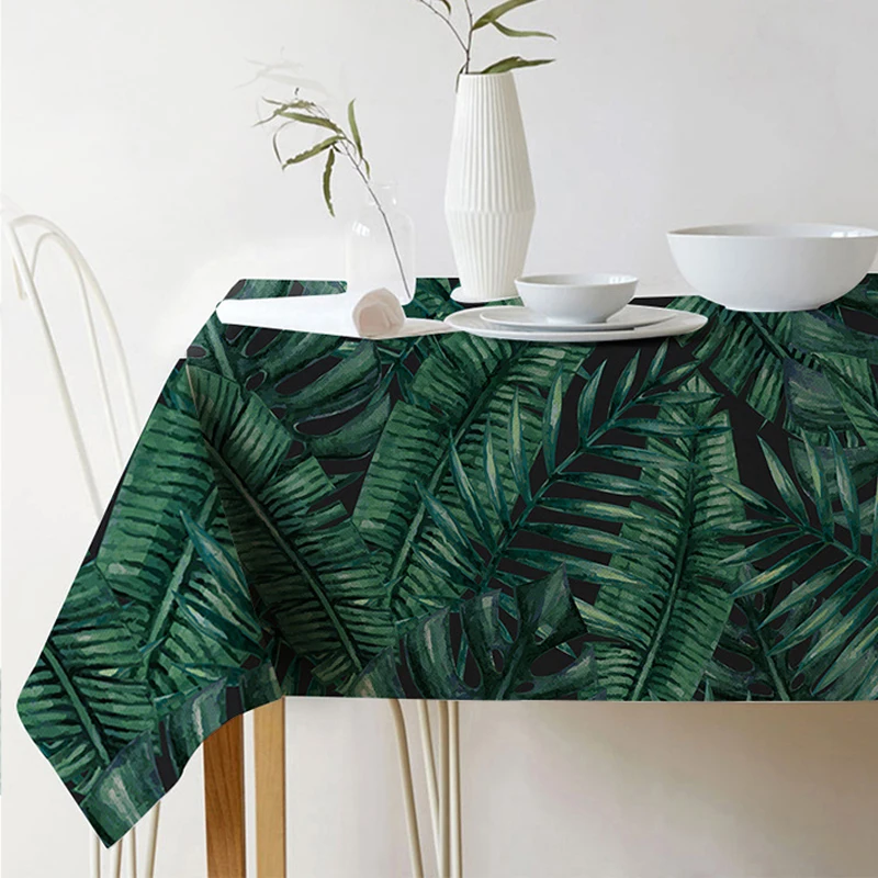 Пасторальный стиль декоративные тропические листья растений скатерть из хлопка и льна Скатерть обеденный стол покрытие для кухни домашний декор