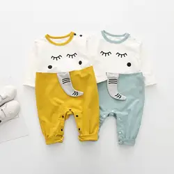 Одежда для новорожденных Одежда для маленьких мальчиков с длинным рукавом Одежда для маленьких девочек хлопковые комбинезоны весна/осень