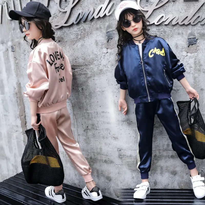 

Girls Clothing Sets 2019 Children Fashion Active Jackets Zipper Coat And Pant Set Kids Clothing Autumn Sports Suit Tracksuit