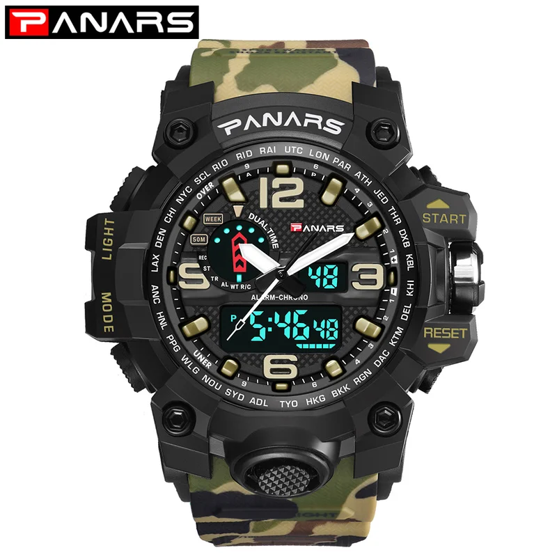 

PANARS Sport Watches For Men Waterproof Digital Watch LED Men's Wristwatch Clock Man Montre Homme Big Men Watches Military