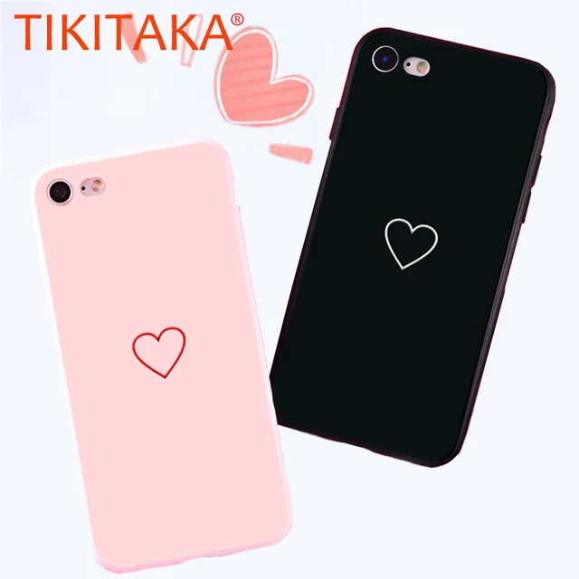Simple Love Heart Case For iphone 8 7 6 6s Plus Fitted