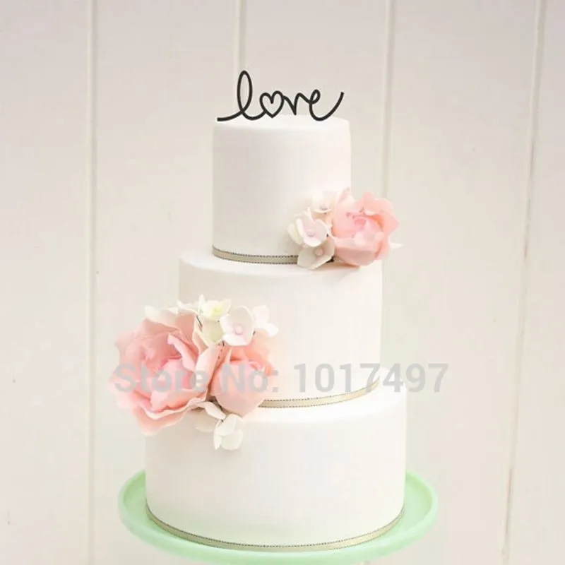 Украшения для свадебного торта-любовь с сердцем свадебный торт Топпер, аксессуар акриловый дизайн для свадебного/вечерние украшения