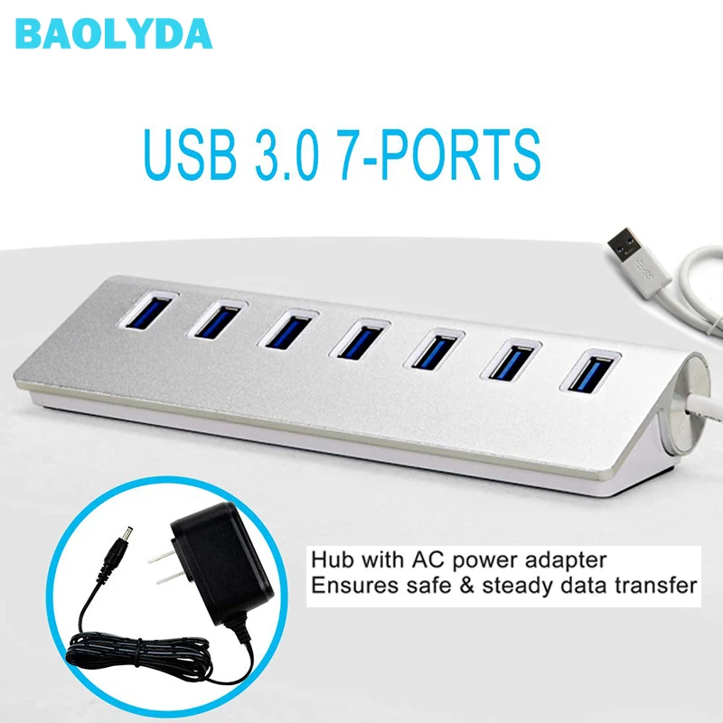 

Baolyda USB 3.0 HUB with Power Adapter USB 3.0 HUB 7 Port Multipuerto USB HUB 3.0 USB Splitter 3.0 with 4/7/10 Ports Adaptador