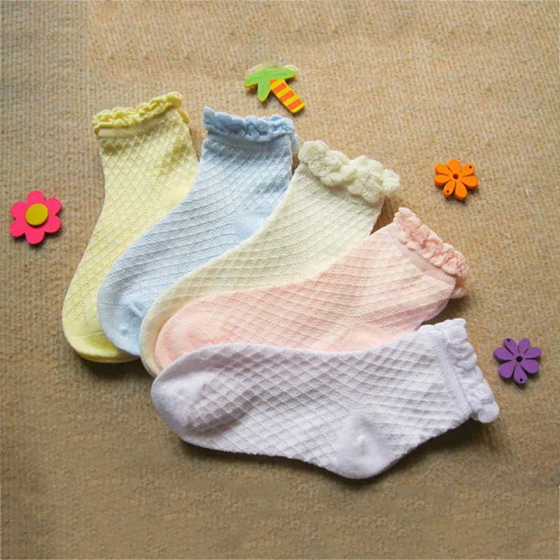 5 пар в году, новые хлопковые сетчатые носки для детей носки для девочек и мальчиков сетчатые носки тонкие хлопковые носки без костей - Цвет: Checkered lace