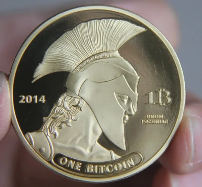Монета с золотым покрытием TITAN One реальные биткоины 2014|souvenir|souvenir medalsouvenir coin |