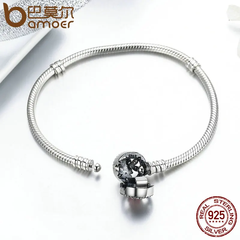 Najtaniej BAMOER autentyczne 925 Sterling Silver poetyckie Daisy Cherry Blossom mieszane emalie i wyczyść CZ wąż łańcuch bransoletka biżuteria PAS919