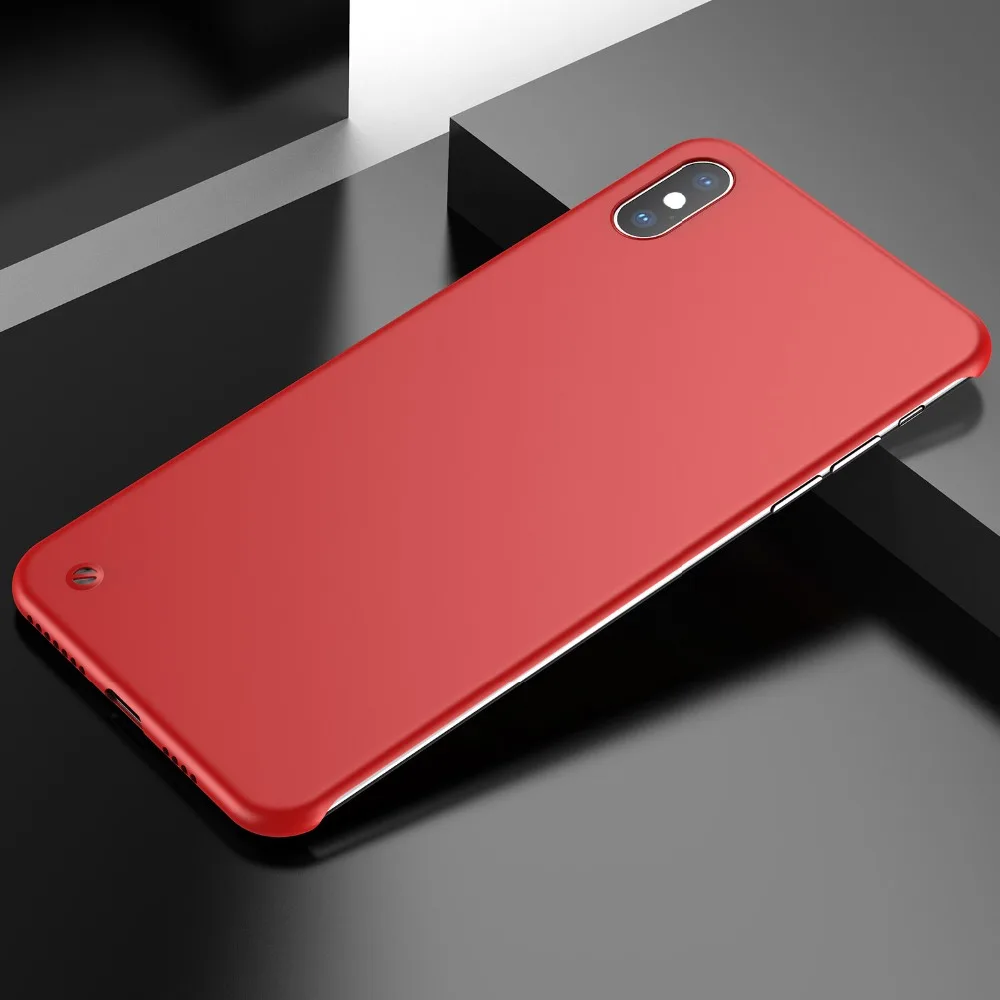Borderless Cases For iPhone Xr X Xs Max Cover Candy Color Frameless Scrub Slim Hard PC (10)