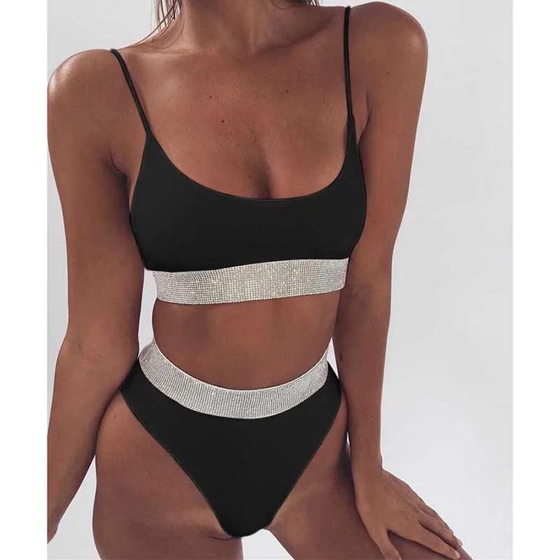 2018 Sexy Bikini Swimwear Women Swimsuit Brazilian Bikini Set Green Print Halter Top Beach wear Bathing Suits S-XL