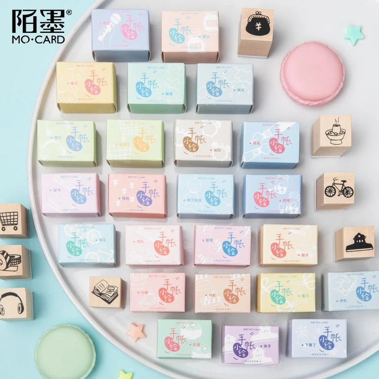 

1pcs \Handmade small painting DIY cute retro fun seal album diary scrapbook stamp wooden seal student stationery office supplies