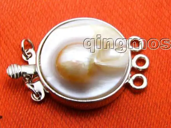 

SALE Big 18mm Round natural Pink Shell 3 strands Clasp-gp74 Wholesale/retail Free shipping