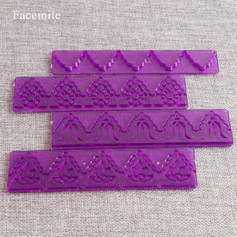 

4PCS/set Fondant Decorative Floral Patterned Icing Edging Border Baking Cutter Moulds cake decorating tool 02013 Gift