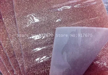 

40X24cm/sheet Bling Crystal Rose Rhinestone Mesh Banding Trimming hotfix DIY Clothing Craft