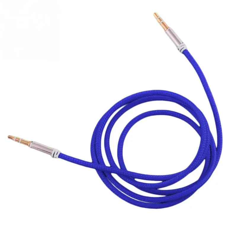 Нейлоновая оплетка, AUX кабель, 3,5 мм, разъем «Папа-папа», автомобильный Aux вспомогательный шнур, разъем, стерео аудио кабель для iPhone, iPod - Цвет: Синий