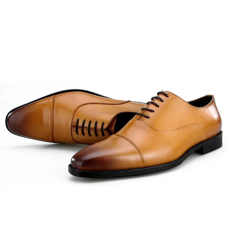 

Large Size EUR45 Brown / Black Business Shoes Mens Dress Shoes Genuine Leather Office Shoes Male Wedding Shoes