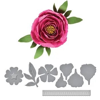 

peony flower etched Dies cuts Metal Cutting Dies Scrapbooking crafting paper art emboss stencil 9.2x8.6CM
