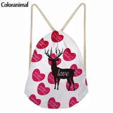 Coloranimal милый силуэт кошка собака шаблон сумки на шнурке студенческий маленький рюкзак на шнурке мультфильм школьные сумки для женщин Bolsa