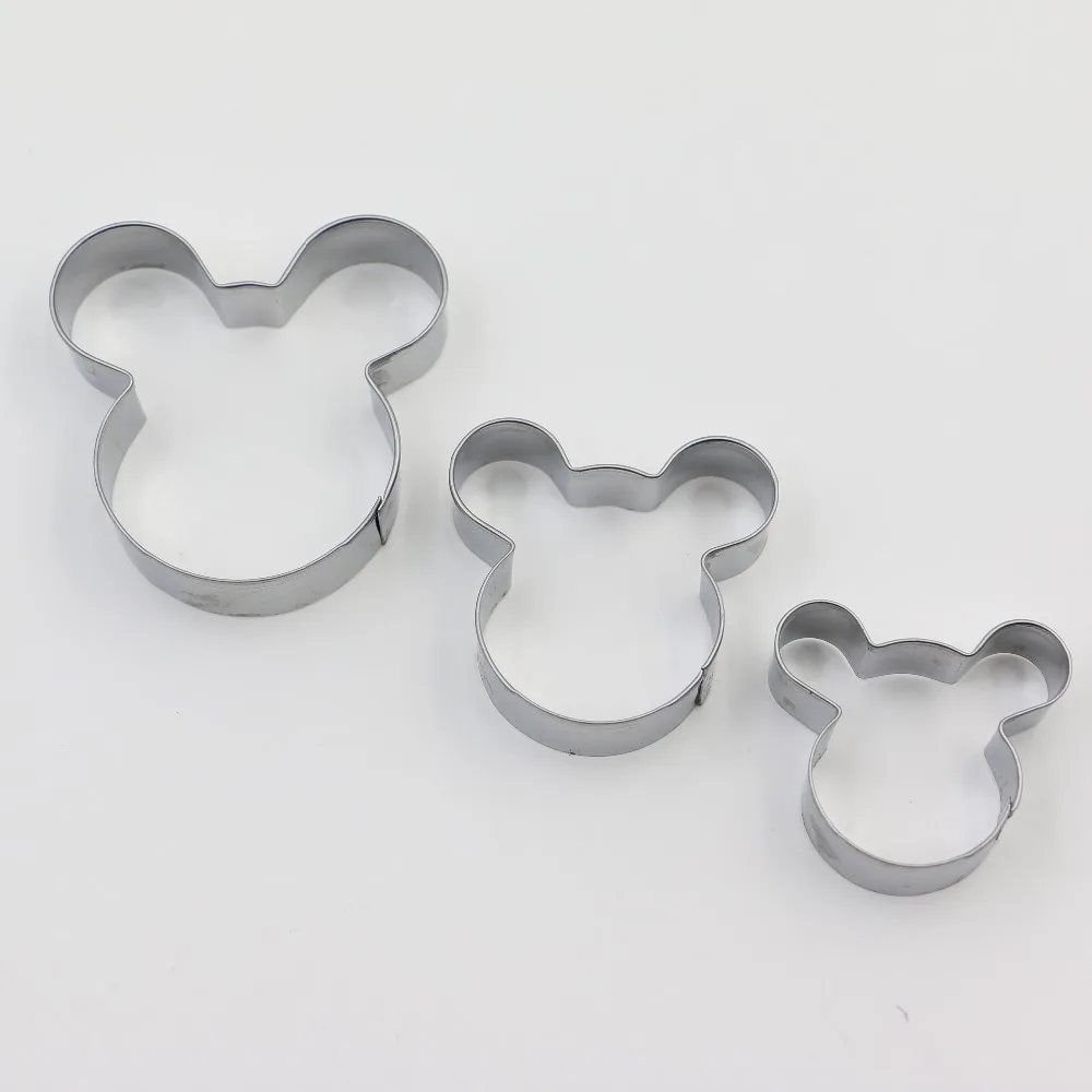 

3Pcs/set Mickey Mouse Head shape mold sugar Stainless Steel Fondant Cake tools/cookie cutters good cortador