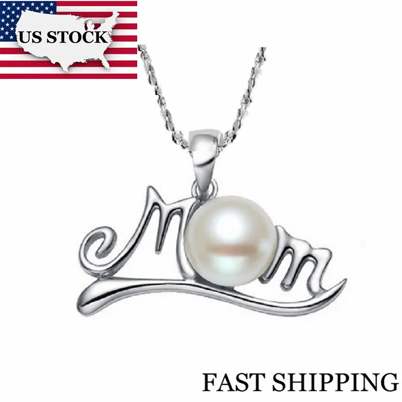 US STOCK 15% Off Simulated Pearl Cubic Zirconia Heart Pendants Mother's Day Female Colar Mom's Necklace Women Uloveido Y123 |