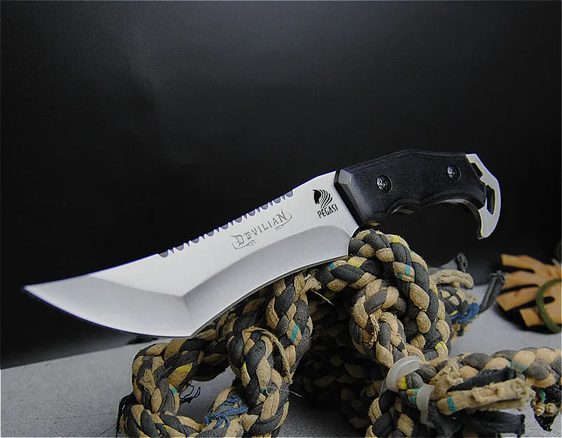 Ebony открытый 58HRC прямой нож Серебряный североамериканский охотничий нож кемпинг тактика прямой нож с кожаным покрытием