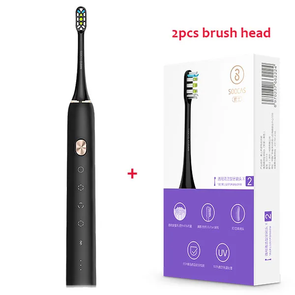 add 2pc brush head Xiao mi SOOCAS/SOOCARE X3 Ультразвуковая электрическая зубная mi щетка перезаряжаемая Смарт Bluetooth Водонепроницаемая с приложением пульт дистанционного управления - Цвет: add 2pc brush head