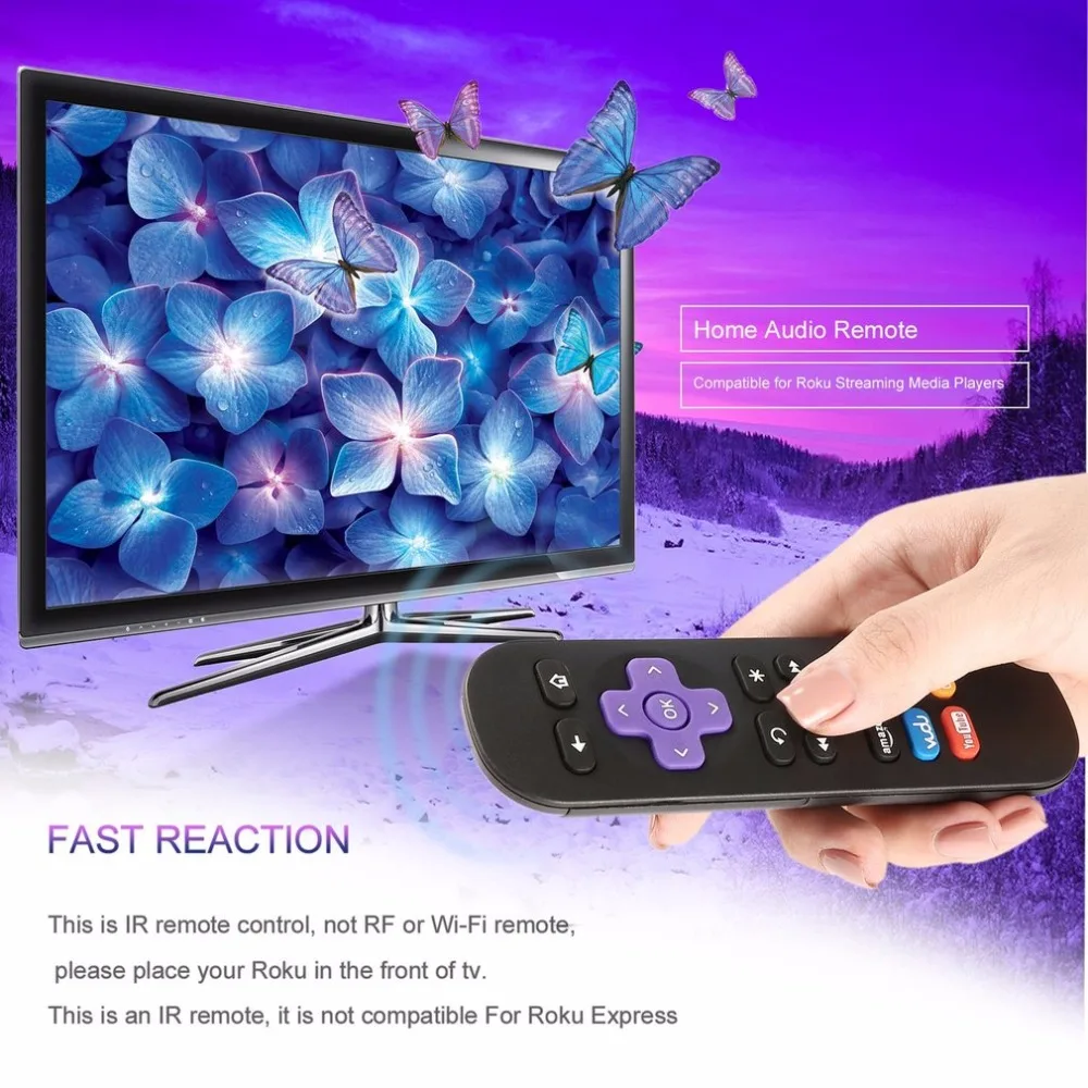 6 Channel Shortcut 6 Keys Buttons Replacement IR Infrared Remote Control For ROKU 1 2 3 4 LT HD 