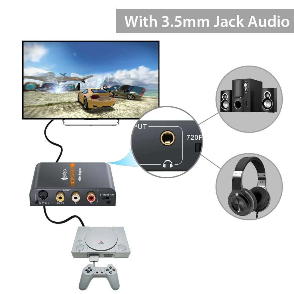 720 P/1080 P AV S Video to HDMI адаптер апскейлер с 3 5 мм разъем аудио сплав CVBS композитный