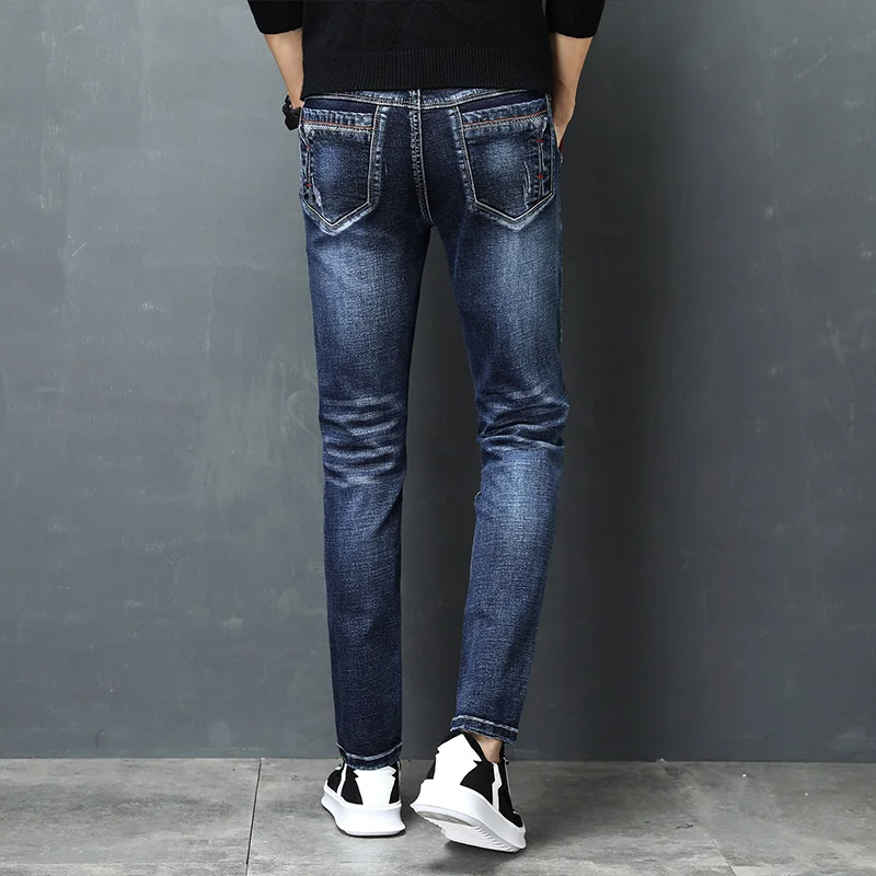 Stretch Skinny Jeans Men Casual Denim Jeans Mens Slim Fit Cotton Quality Jeans Pants Trousers Blue 4