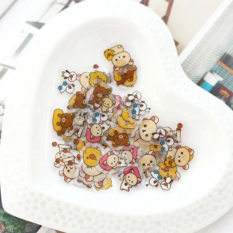 80 шт./упак. мини клейкие наклейки Rilakkuma прозрачная наклейка из ПВХ DIY альбом