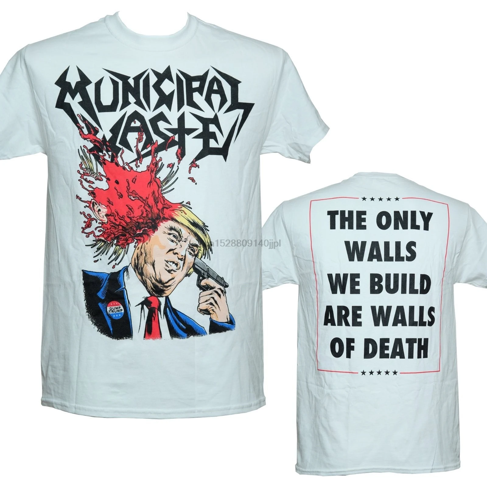 Мужская футболка MUNICIPAL WASTE-Дональд Трамп стены смерти белая-Официальная