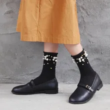 Дизайн, украшенные жемчугом, хлопковые женские носки, Роскошные блестящие, Harajuku, короткие носки, женские, художественные, смешные короткие носки, хипстерские носки