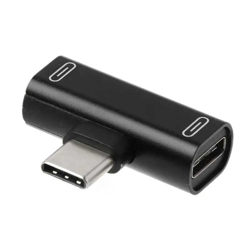 Двойной тип C USB-C наушники аудио зарядка зарядное устройство адаптер сплиттер конвертер для Xiaomi 6 6X8 Note3 Mix 2 huawei mate - Цвет: Черный