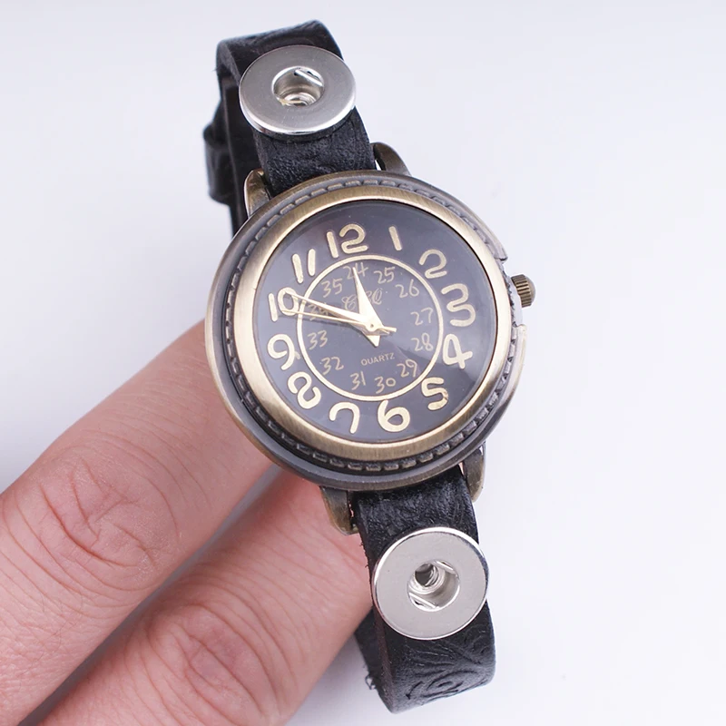 

genuine leather 18m Snap button jewelry watch Fashion Good Quality T577