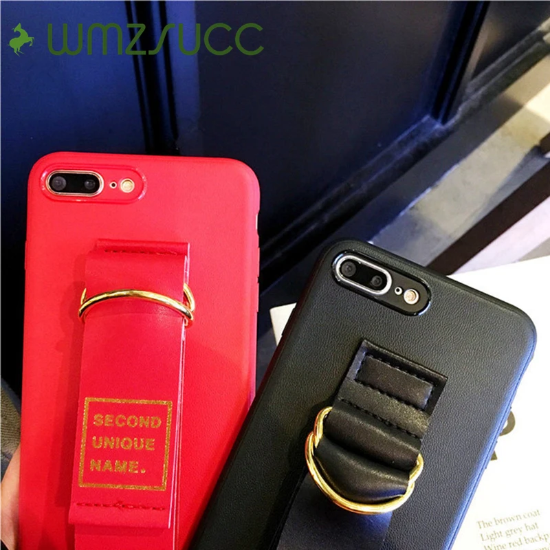 Wmzsucc Бизнес Chic обычный кожаный браслет телефона чехол для iPhone X 8 7 Чехол 6 плюс Рука