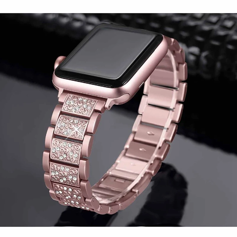 Для Apple Watch ремешок 38 мм Женский бриллиантовый ремешок для Apple Watch серии 4 3 2 1 Iwatch браслет из нержавеющей стали ремешок(38 мм Rose Po