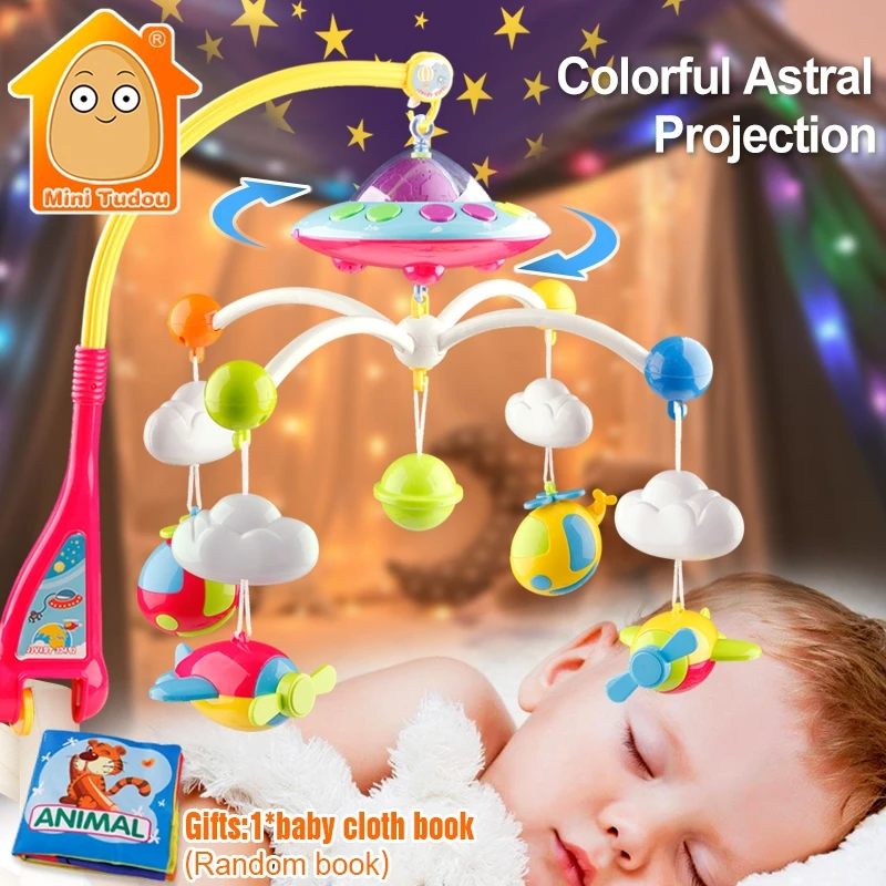 

MiniTudou Baby Bed Bell Musical Crib Mobile Holder Rotating Bracket Baby Toys 0-12 Months Baby Rattles For Newborn Kids Toys